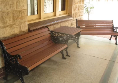 Jarrah bench seating in Adelaide